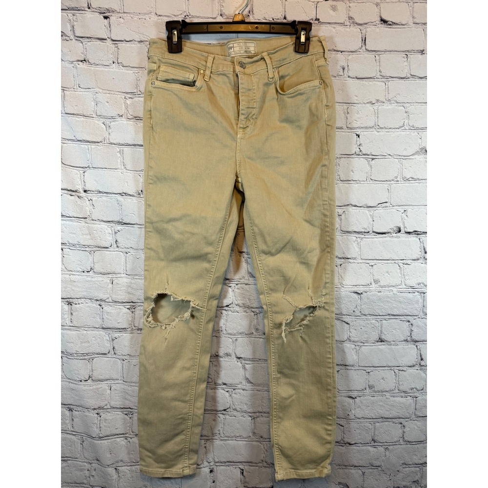 Free People Women's‎ Distressed Ripped Knee High Rise Skinny Jeans Size 29
